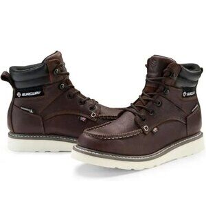 Sureway Mens 619-WP Leather Waterproof Moc Toe Work Boots Black Brown Size 12 NE